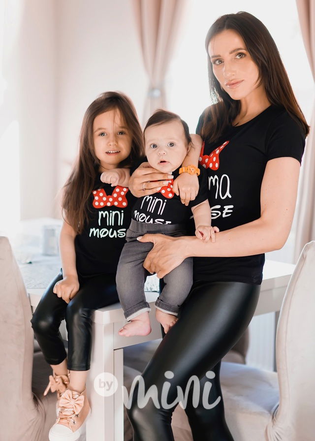 Mama mouse & Mini mouse triko černé
