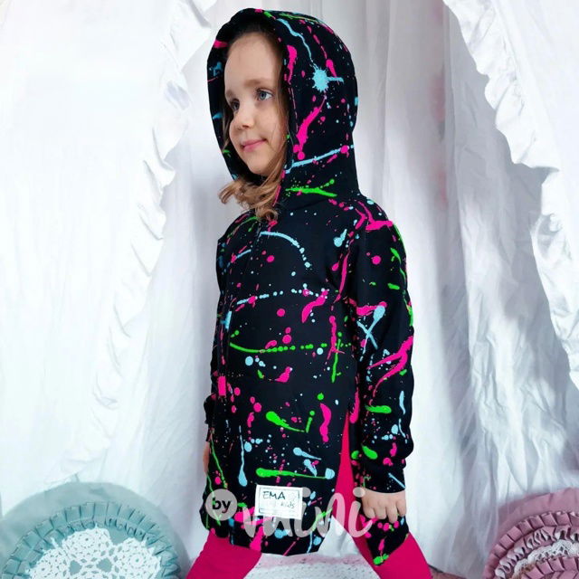 NEON splash mikina na zip LONG