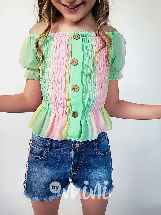 Duhová blůzka s knoflíčky mint