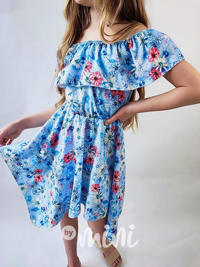 Daisy maxi točivé hispánské šaty blue