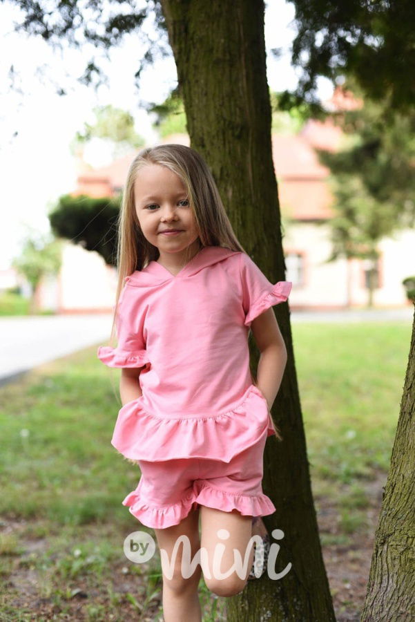 Letní šortkový frill set pink
