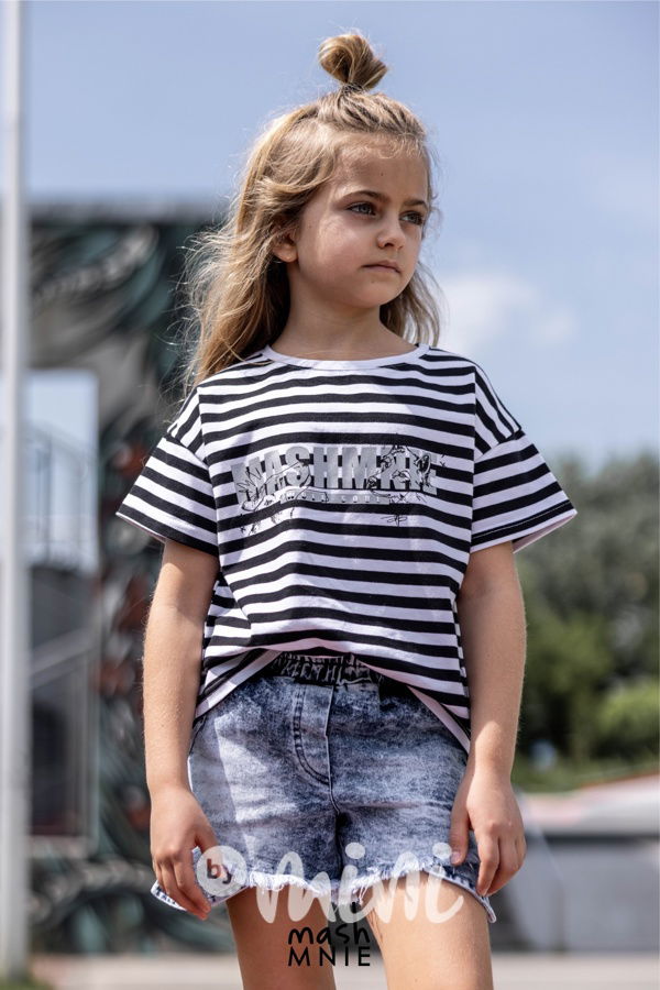 Mash Mnie pruhované triko white/black