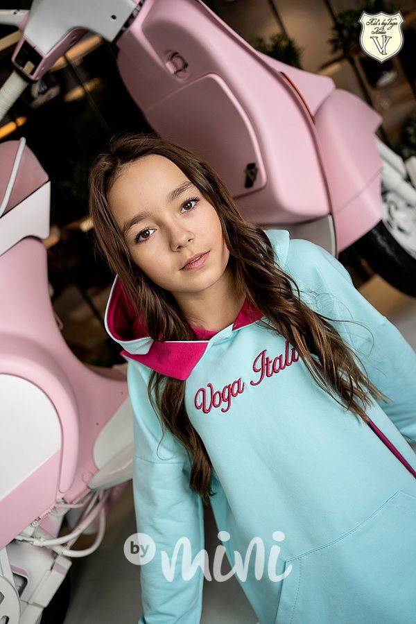 Voga long hoodie mikina tyrkys