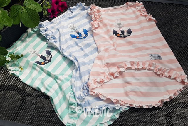 Marine pruhovaná tunika pink