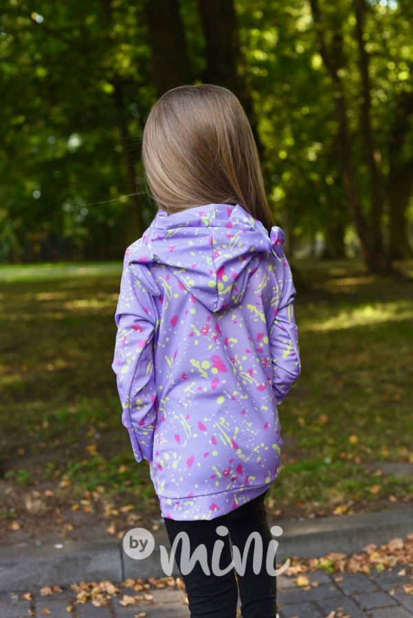Quirky hoodie - pohyblivé uši - mikina splash lila