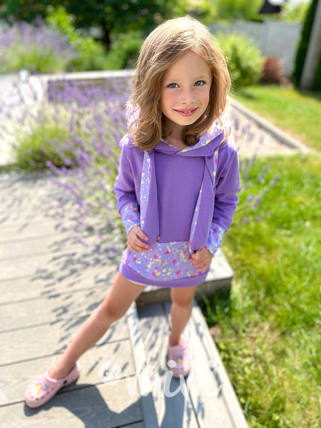 Quirky hoodie - pohyblivé uši - mikina lila