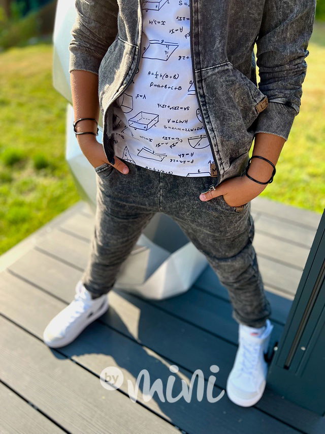 Acid wash denim jogger black