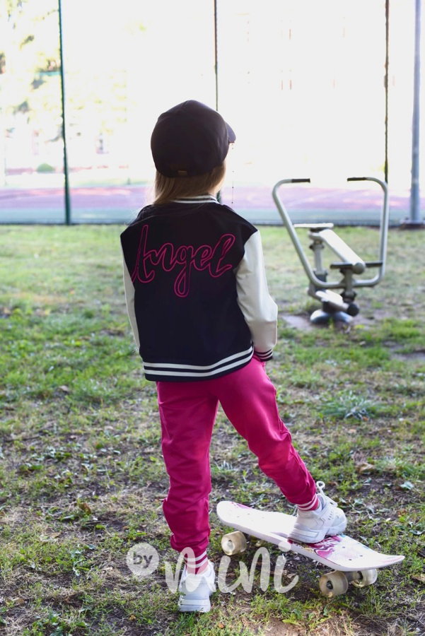 ANGEL sporty tepláky malina/černá