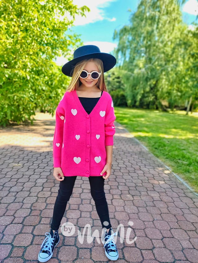 Srdíčkový long svetřík růžový