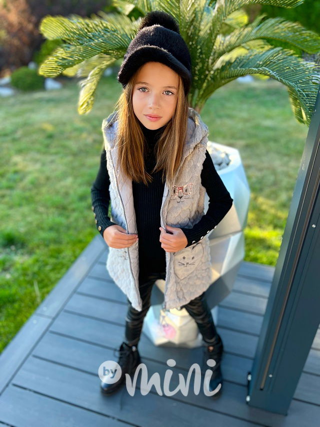 Chlupatá srdíčková vesta Kitty grey