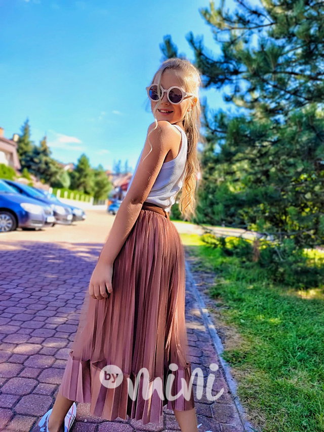 Plisovaná midi sukně karamel