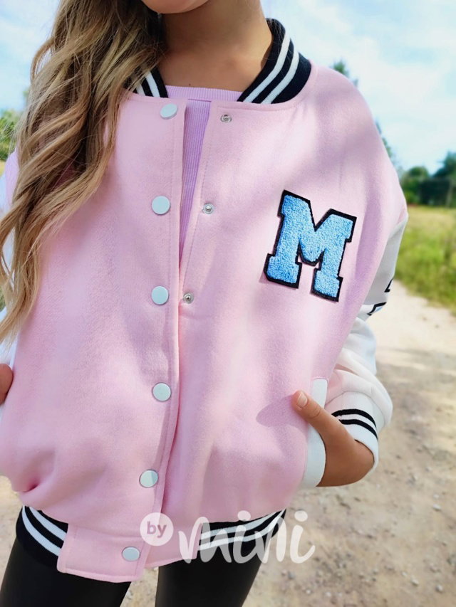 Teplá bomber mikina pink/white