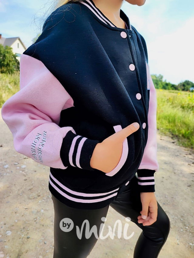 Teplá bomber mikina black/pink