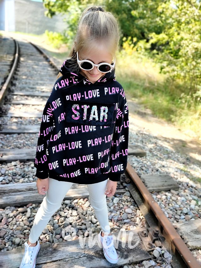 Flísová mikina STAR s flitry black
