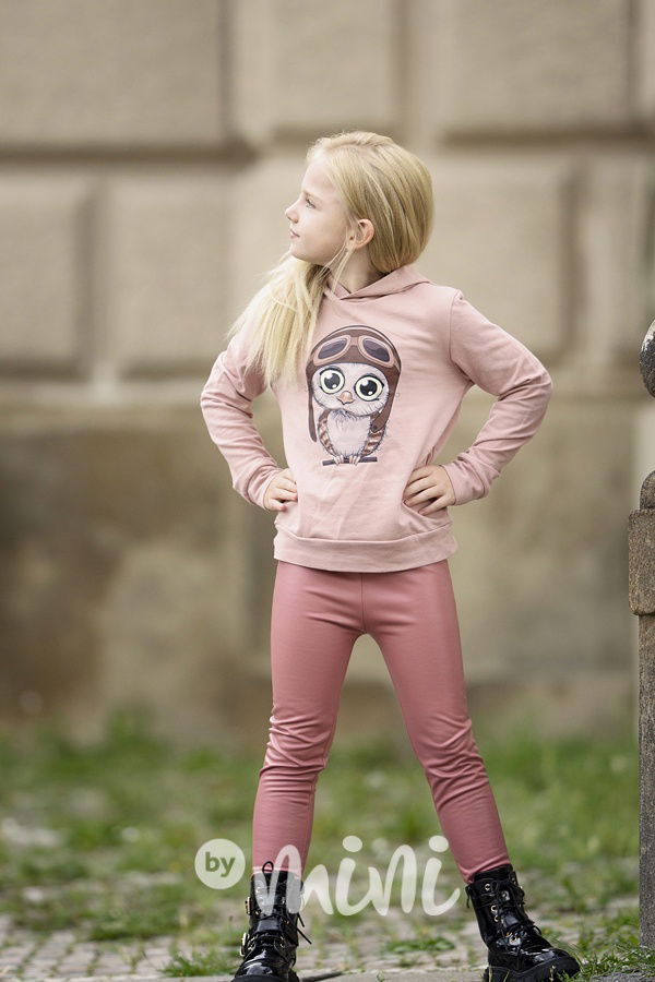 Eco leather thermo legíny pudrové