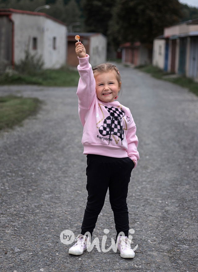 Vyteplená mikina Teddy bear pink