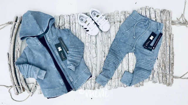 DESPACITO biker tepláky šedomodré