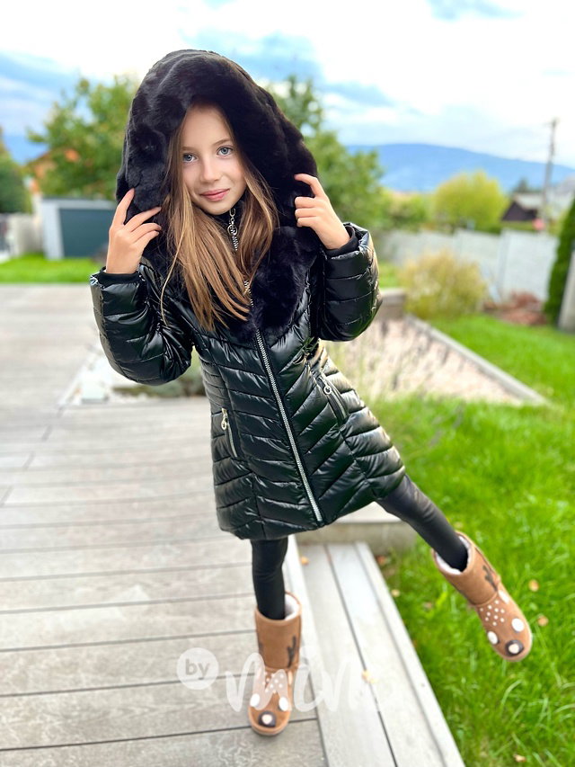 Zimní kabát s kožíškem black