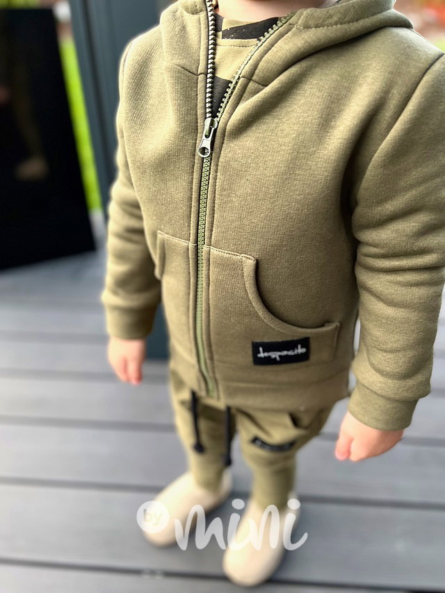 DESPACITO zateplená dino mikina khaki