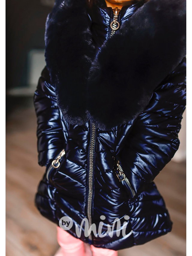 Zimní kabát s kožíškem pearl blue