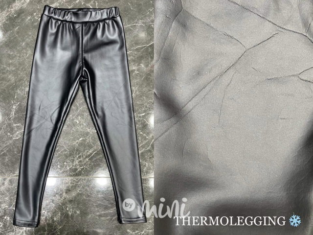 Thermo legíny black leather texture