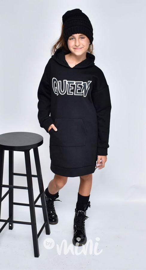 QUEEN zateplená mikinová tunika černá