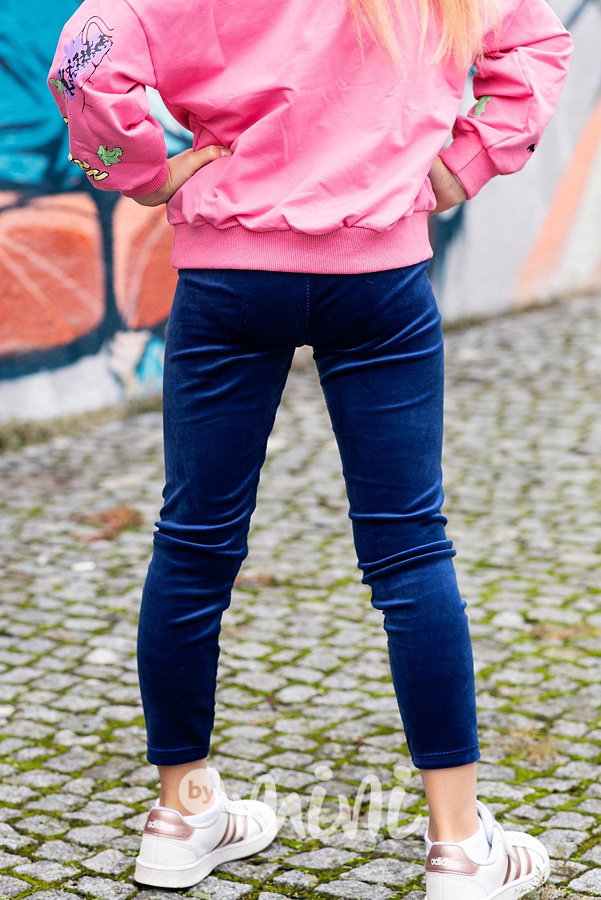 Podzimní teplé velur legíny royal blue
