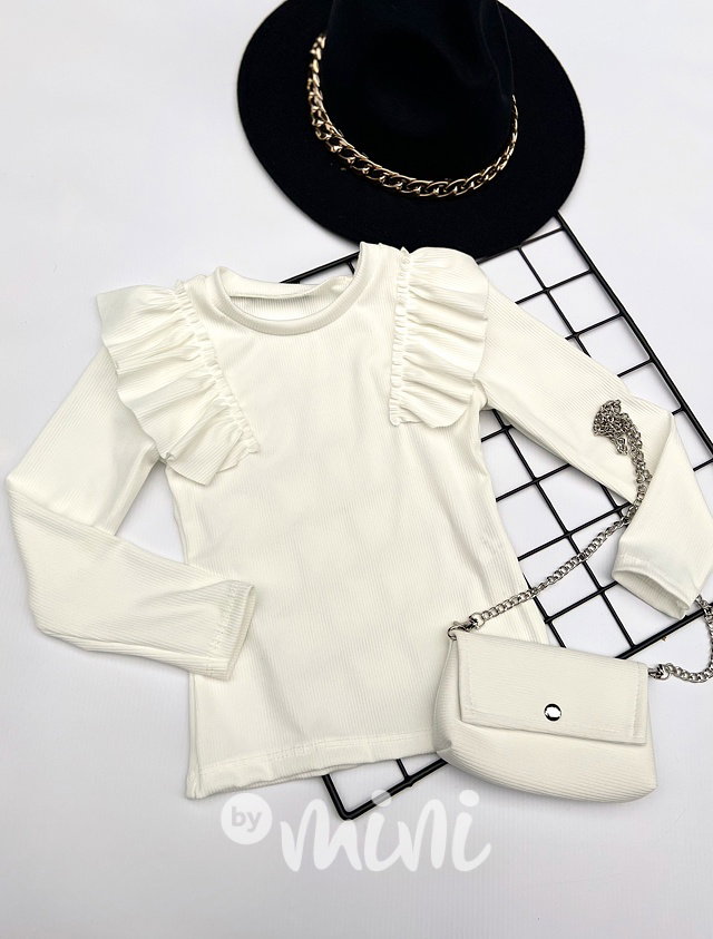 Blůzka s volánky + kabelka off white