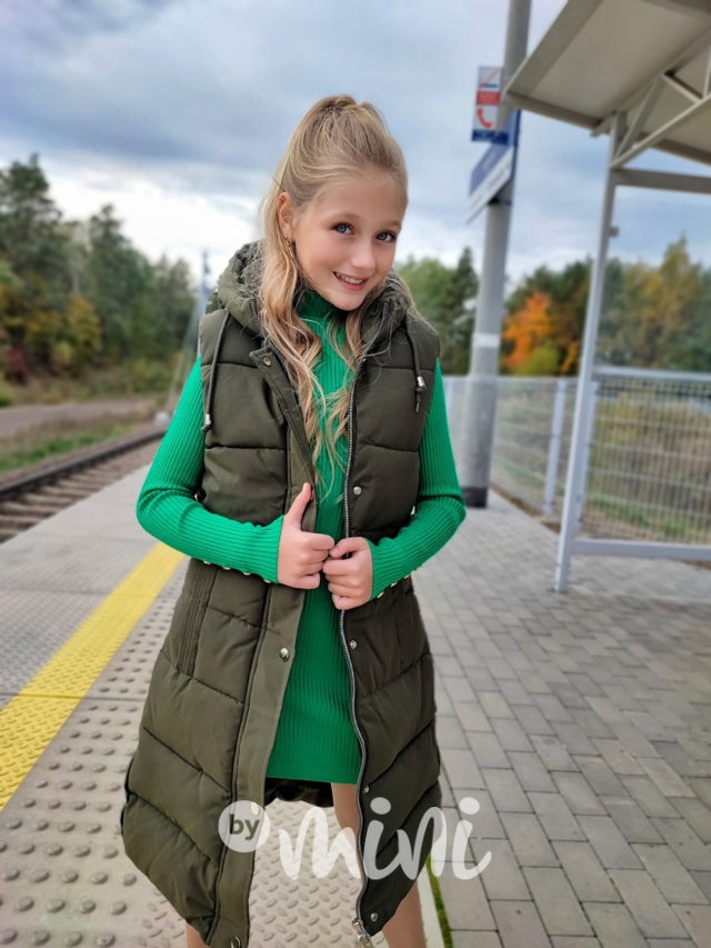 Zimní ultra long vesta khaki