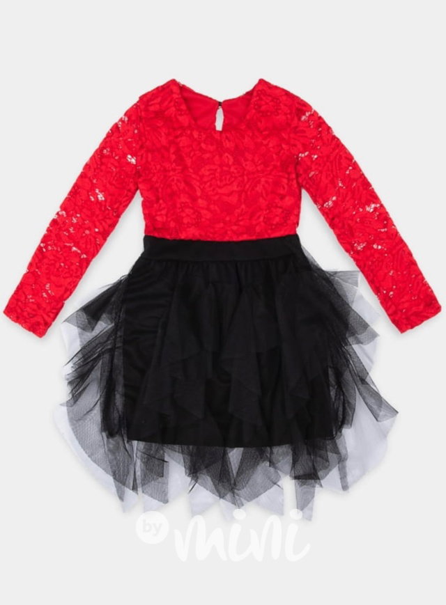Krajkové šaty s tylovou sukní red/black