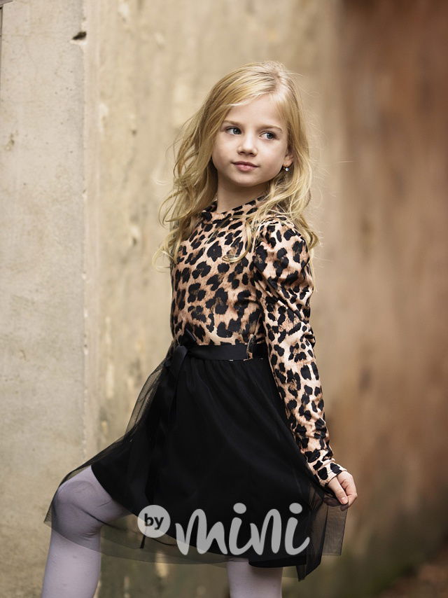 Leopard šaty s tylovou sukní