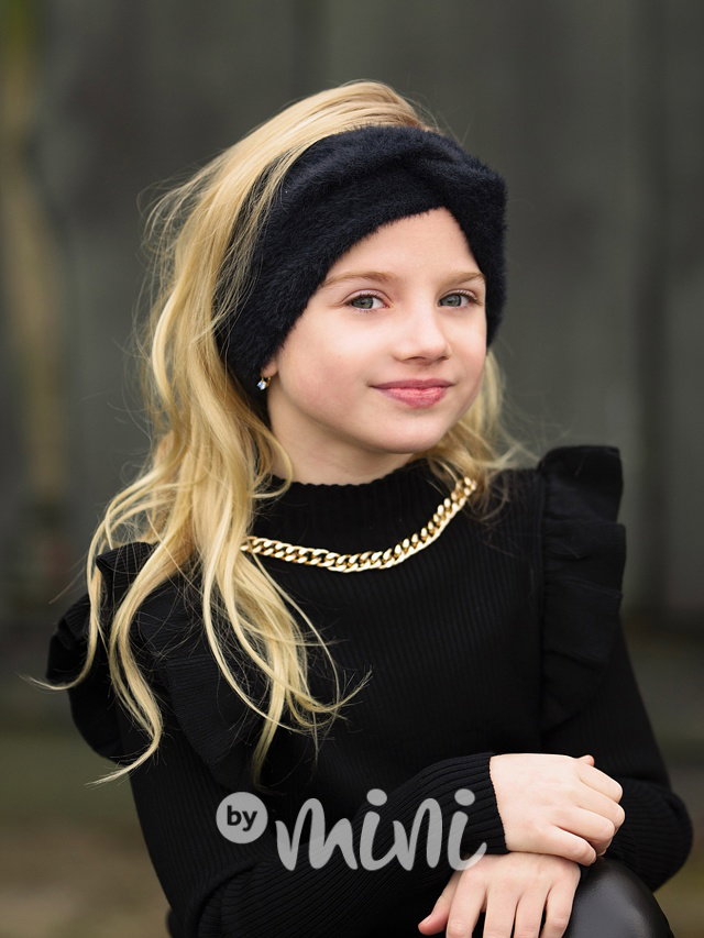 Teplá široká čelenka černá