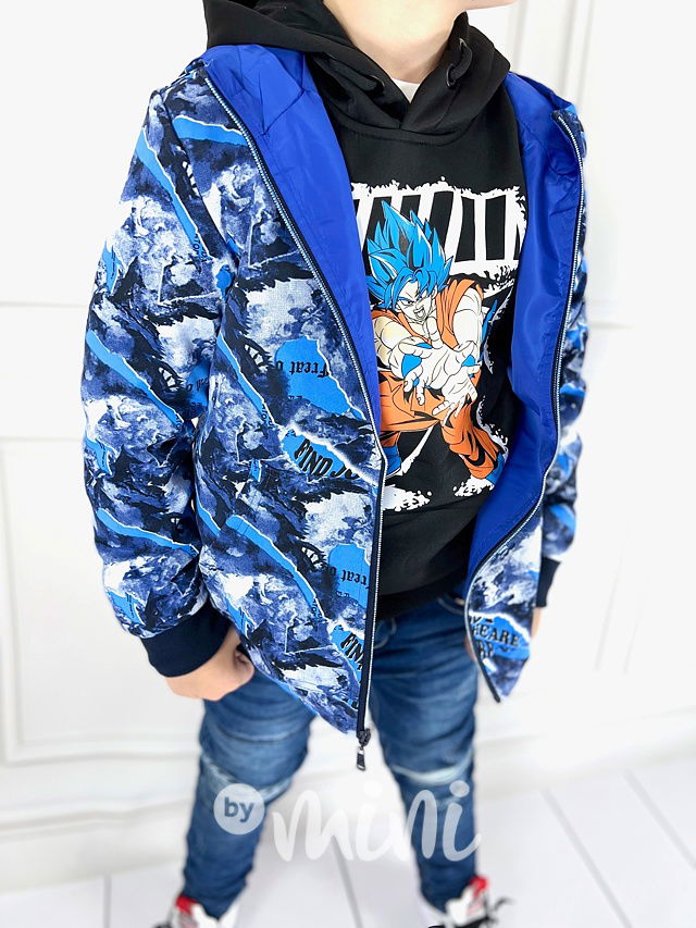 Oboustranná delší bunda modrá