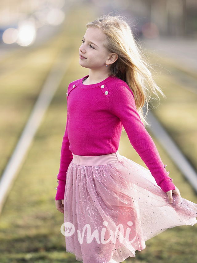 Růžová midi sukně