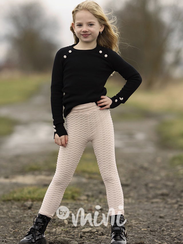 Béžové strukturované stretch legíny