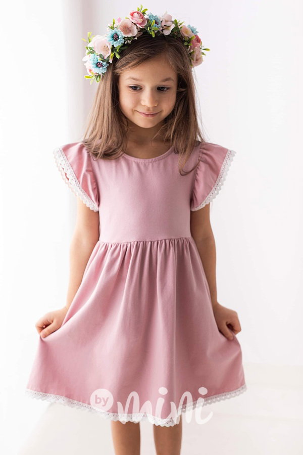 Lily Grey romantic boho šaty s krajkou pudder pink