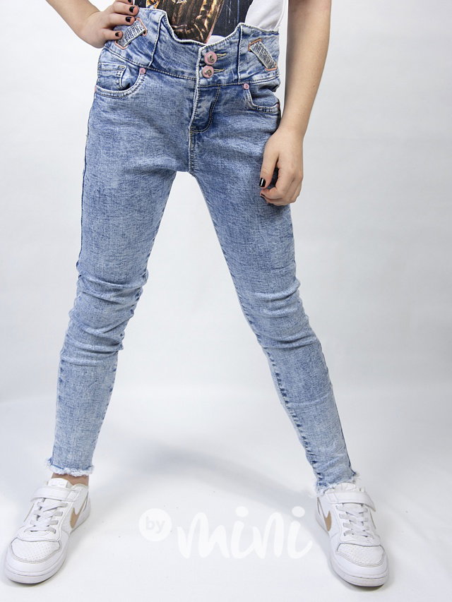 Acid wash jeansy se zdobením
