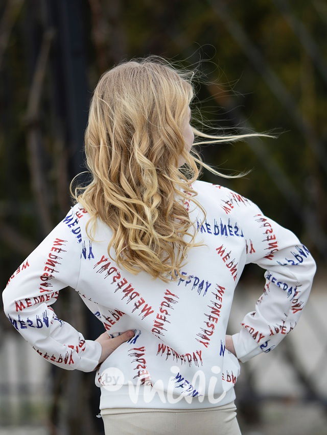 Wednesday mikina bílá