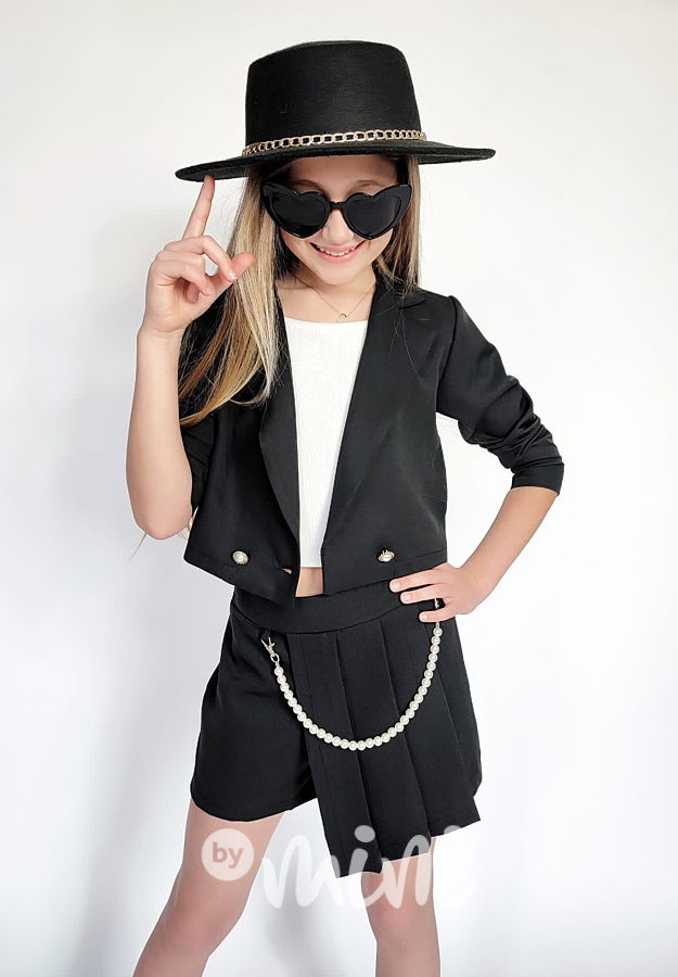 Crop sako + sukňokraťasy black