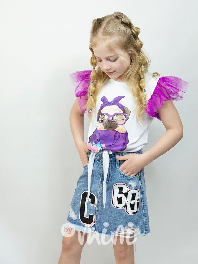 Mopsík triko s tylem lila
