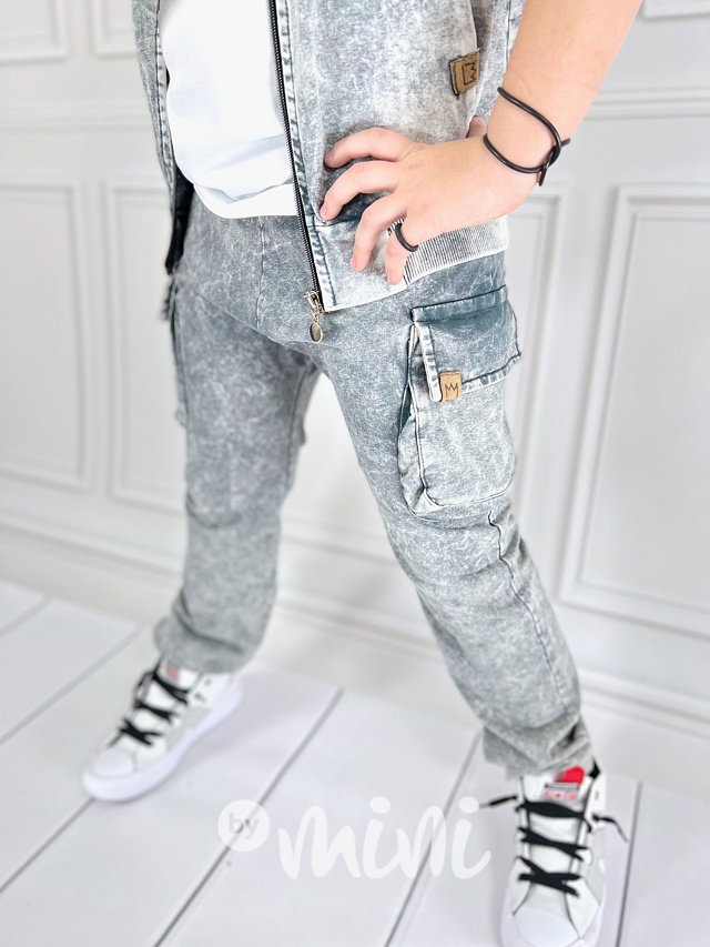 Acid wash jeans chlapecké baggy kapsáče