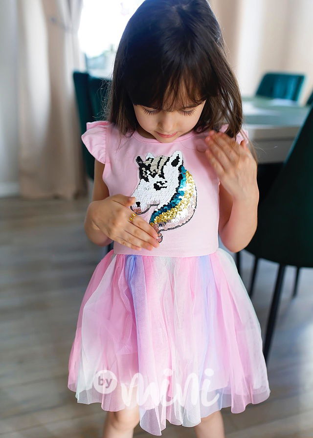 Unicorn šaty s tylem pink