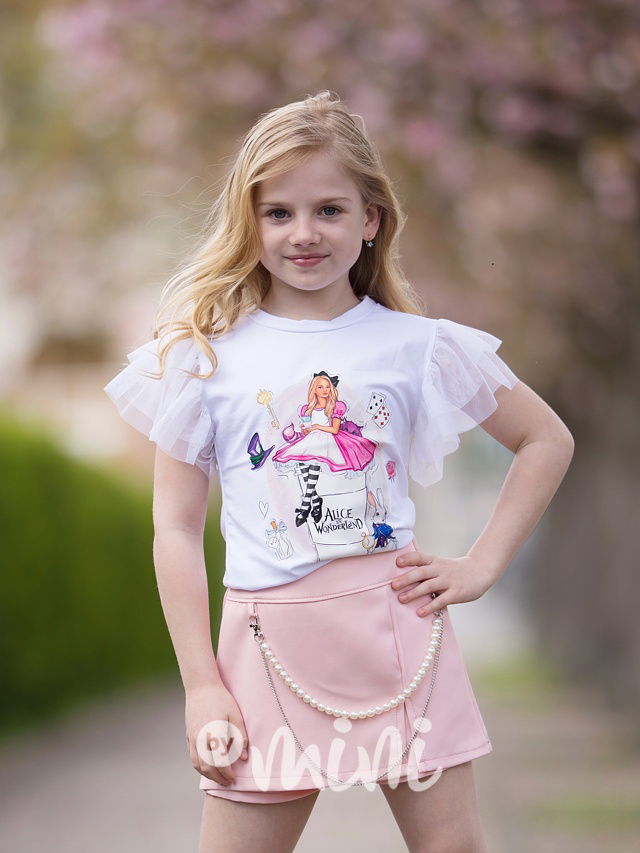 Růžové sukňokraťasy s řetízkem