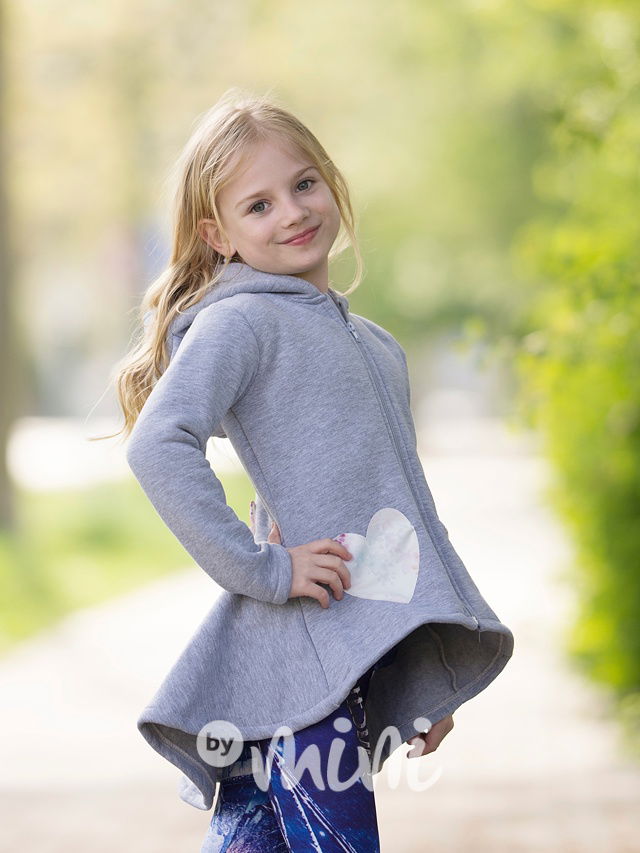 Bunny vyteplený mikčokabátek Flower šedý