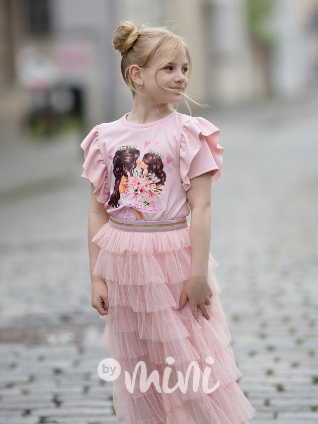 Princess žebrovaná blůzka růžová