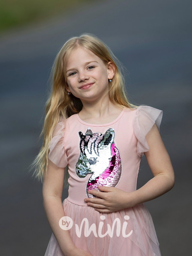 Unicorn tylové šaty pudder