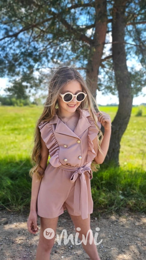 Volánkový overal pudder pink