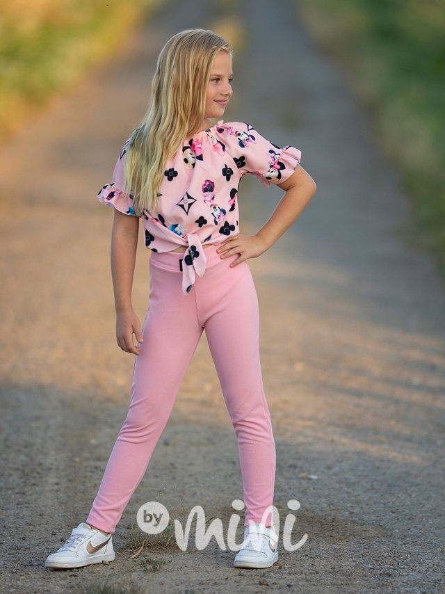 Žebrované jegginy pink
