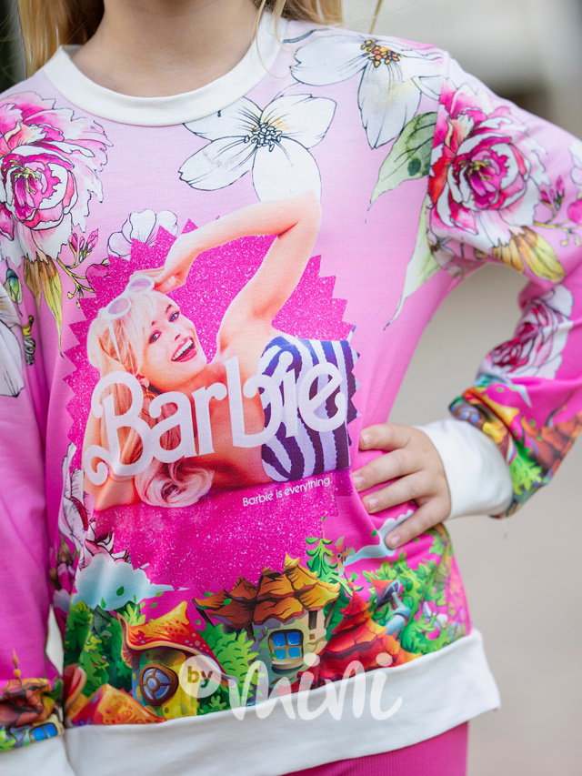 Mikina Barbie flowers pink