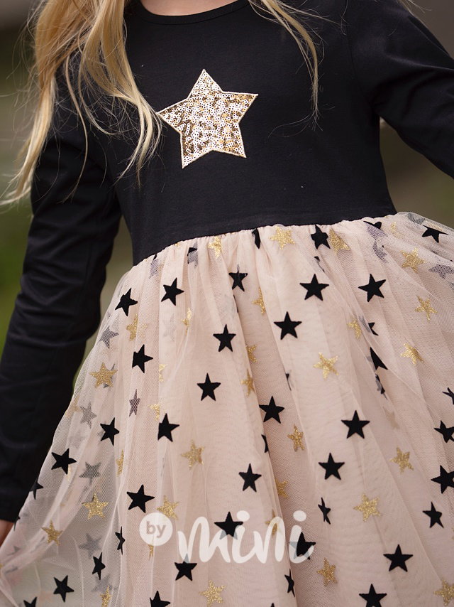 STARS šaty s tylem black/beige